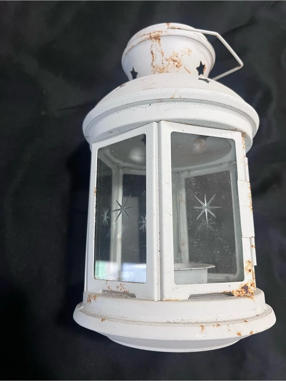IKEA White Distressed Star Metal Lanterns (Pair)